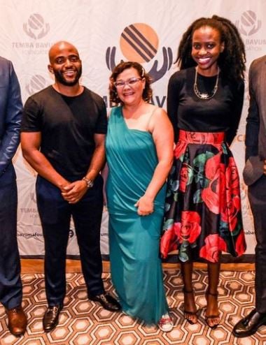 Temba Bavuma (left) during a program of Temba Bavuma Foundation