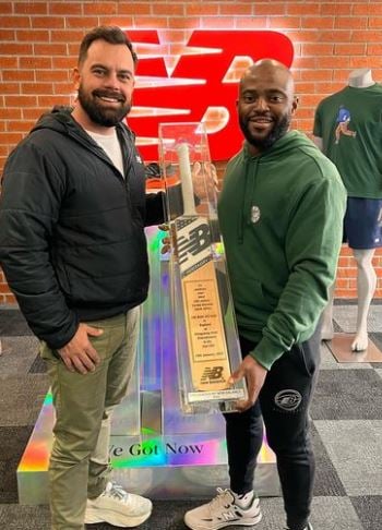Temba Bavuma (right) during his sponsorship with New Balance brand