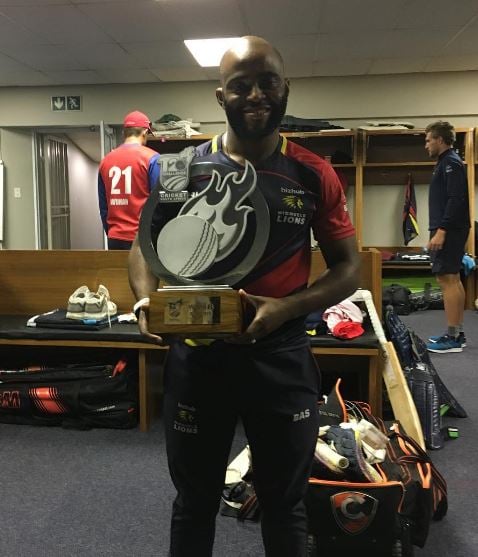 Temba Bavuma with a domestic trophy