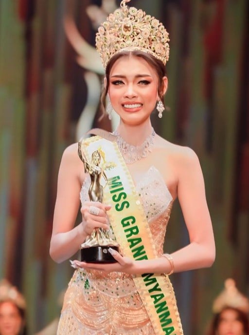 Thae Su Nyein after being announced as the 2nd runner up at the Miss Grand International Pageant (2024)