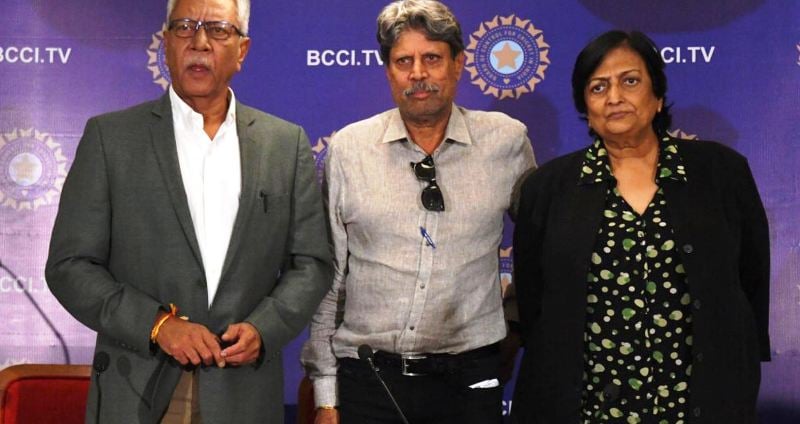 The Cricket Advisory Committee consisted of Kapil Dev, Shanta Rangaswamy (right) and Anshuman Gaekwad (left)