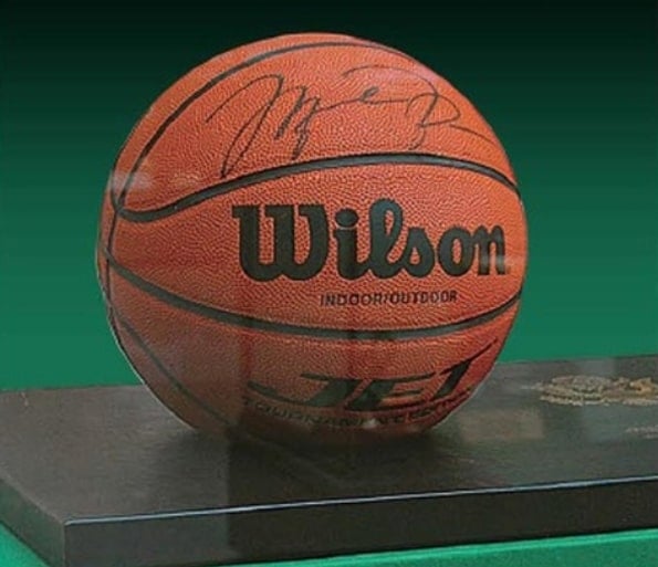 The basketball which was signed by Michael Jordan and was presented to Kim Jong-un