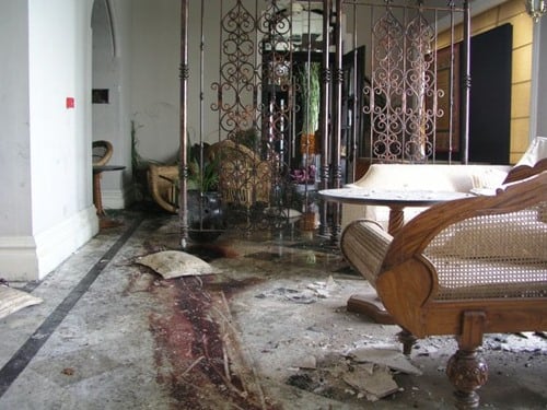 The blood stained floor of Taj Mahal Palace Hotel after the 26-11 attack