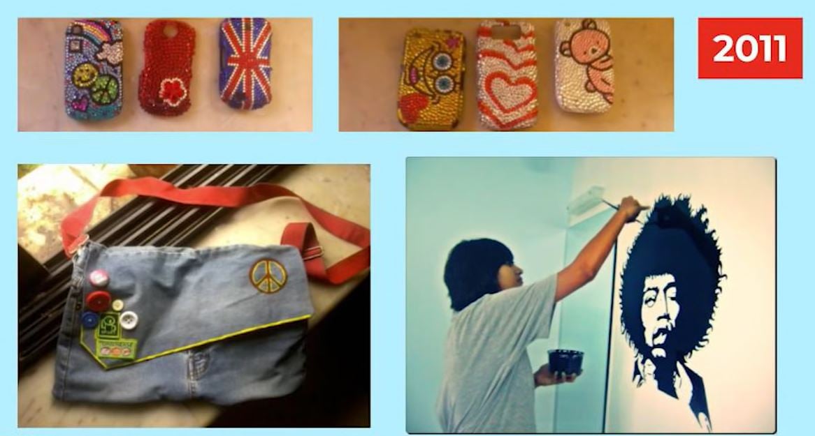 The hand-made articles that Larissa started selling online at the beginning of her career