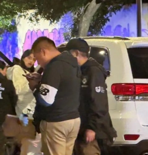 The police while investigating the crime scene