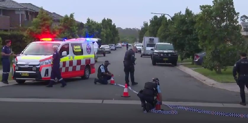 The police while protecting the crime scene