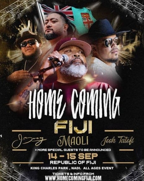 The poster of the music concert Homecoming Fiji