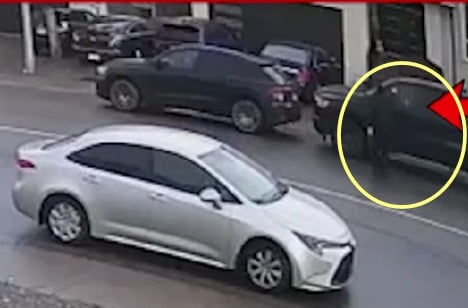 A shooter targeting Darshan Singh Sahsi (seated inside the black car)