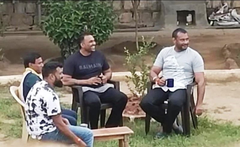 The viral photo of Darshan (extreme right) that was taken while he was in jail