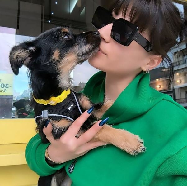 Theophania Nikolaidis with her pet