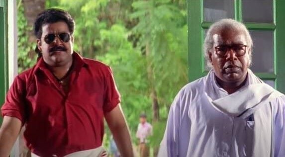 Thilakan with Mohanlal in the film Spadikam