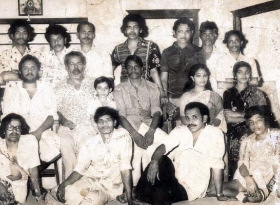 Thilakan with the drama troupe