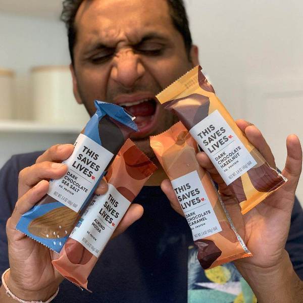 Ravi Patel promoting his brand "This Saves Lives"