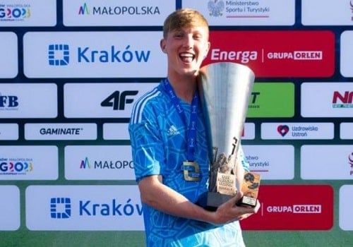 Thomas Atkinson with Nation League Trophy