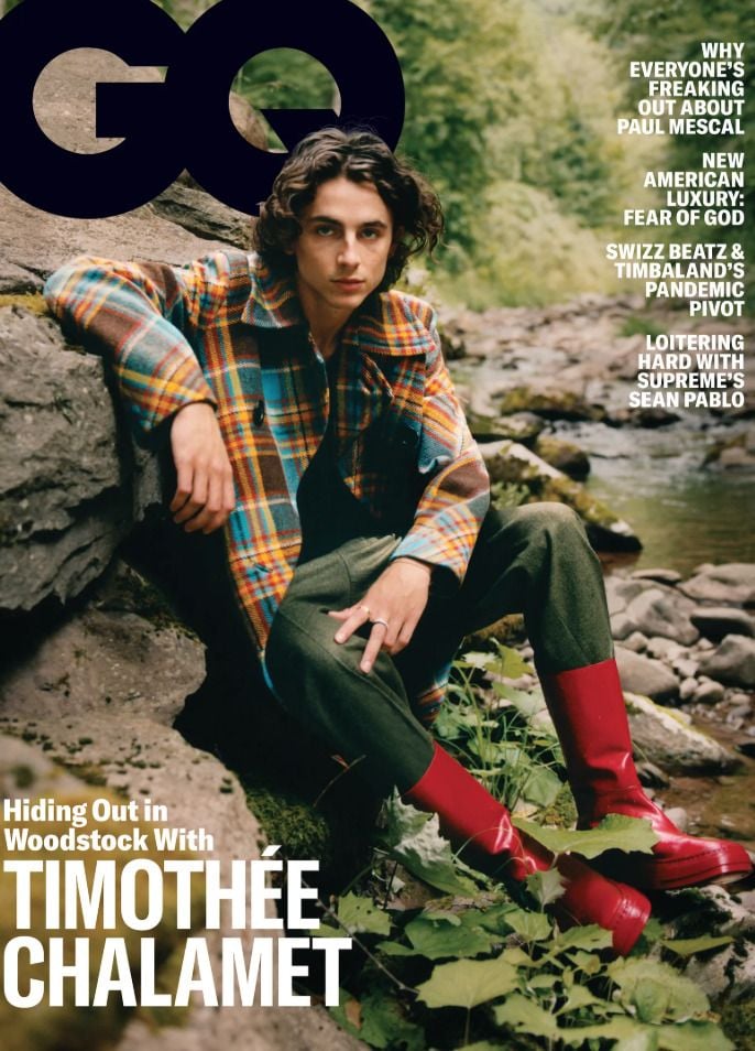 Timothée Chalamet on the cover page of GQ Men