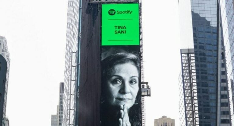 Tina Sani’s Spotify billboard at Times Square in New York