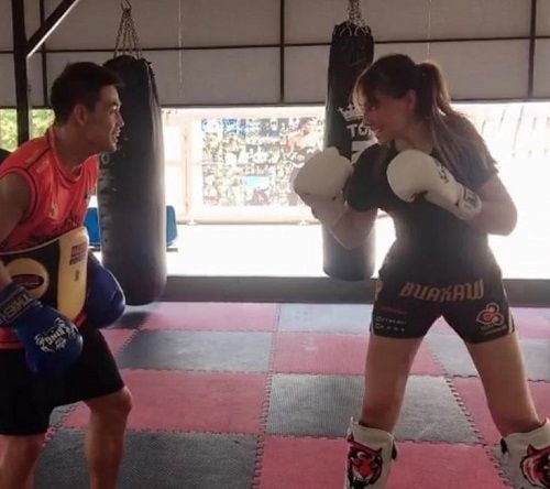 Tina Thadani practicing Muay Thai