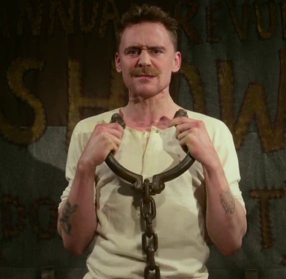 Tom Hiddleston in a still from the film Muppets Most Wanted