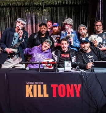 Tony Hinchcliffe and his team during the show Kill Tony