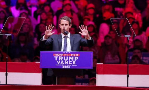 Tony Hinchcliffe while speaking at the Donald Trump campaign