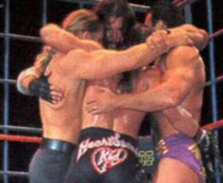 Triple H breaking character and wishing goodbye to his colleagues for which he was punished by the WWF