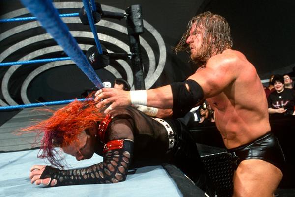 Triple H fighting for a title shot match against Jeff Hardy