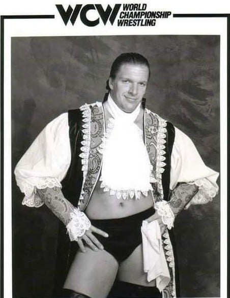 Triple H in his gimmick attire as Jean-Paul Lévesque
