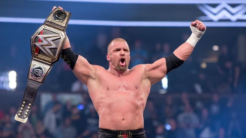Triple H with his World Heavyweight Championship belt after winning the 2016 Royal Rumble