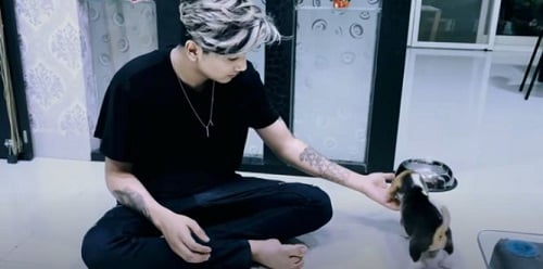 Tushar Silawat with his pet dog