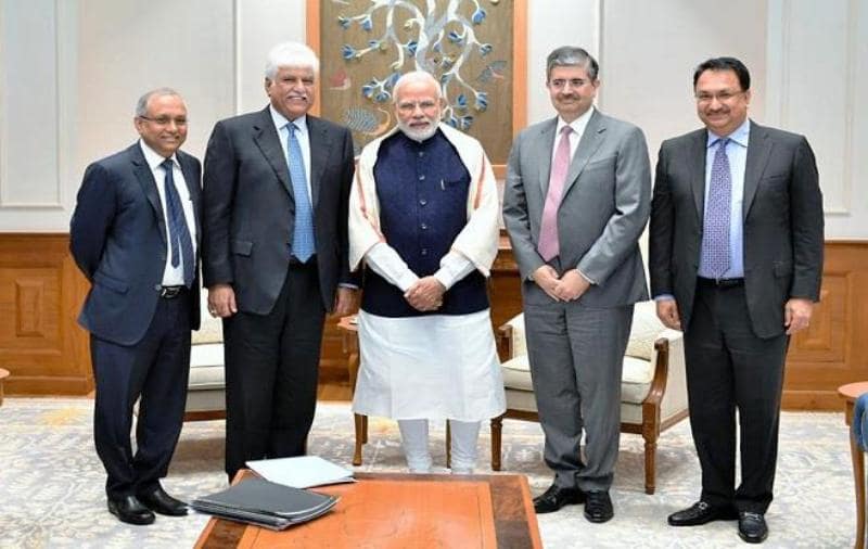 Uday Kotak with other businessmen during a meeting with Prime Minister Narendra Modi