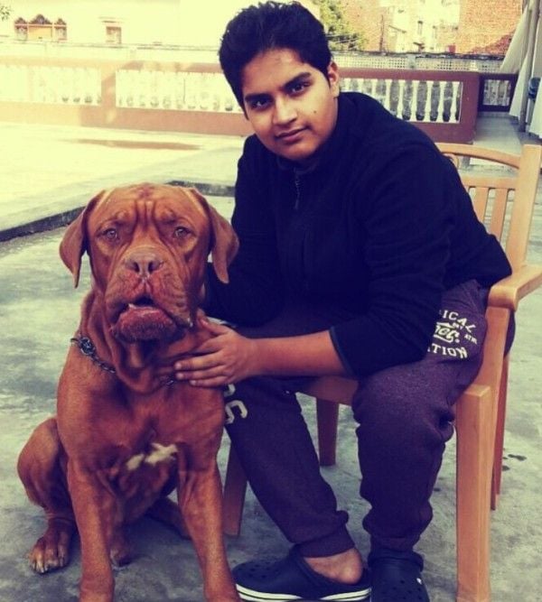 Umar Ansari with his pet dog