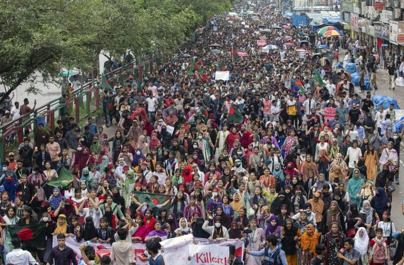 University students while protesting in Bangladesh 