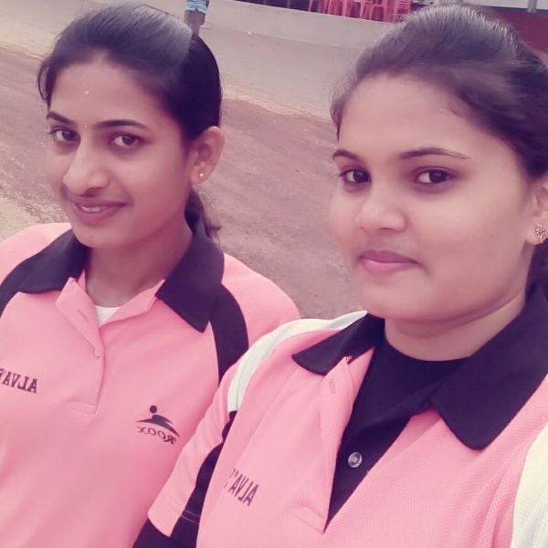 Usha Kumara (right) with one of her weightlifting training partners