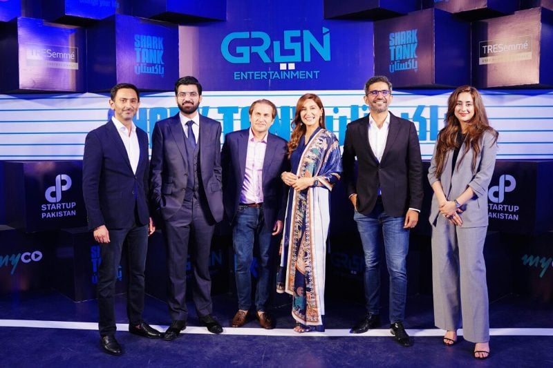 Junaid Iqbal (extreme left), along with other judges, on the show Shark Tank Pakistan (2024)