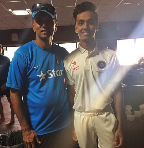 Utkarsh Singh with India U-19 team coach Rahul Dravid