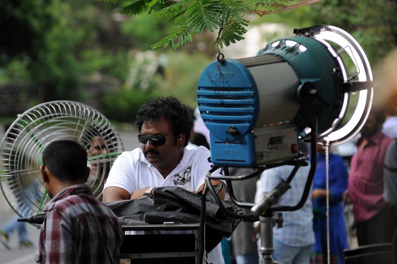 V. V. Vinayak during the shoot of one of his films