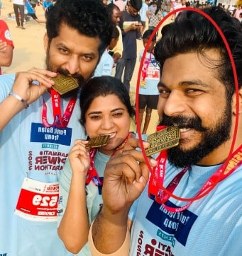 Vaibhav Chavan after participating in the Power Marathon organised in Baramati, Maharashtra