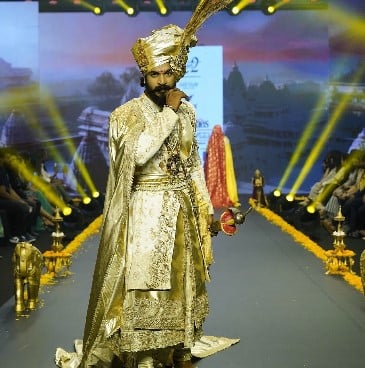 Vaibhav Chavan while walking the ramp at a fashion show