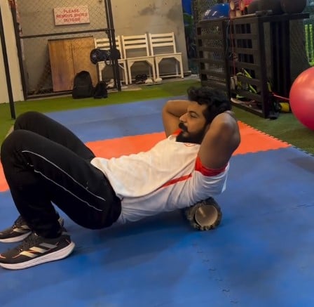 Vaibhav Chavan while working out at a gym