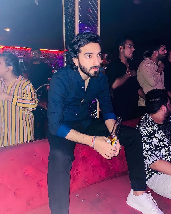 Vaibhav Gandhi while consuming beer