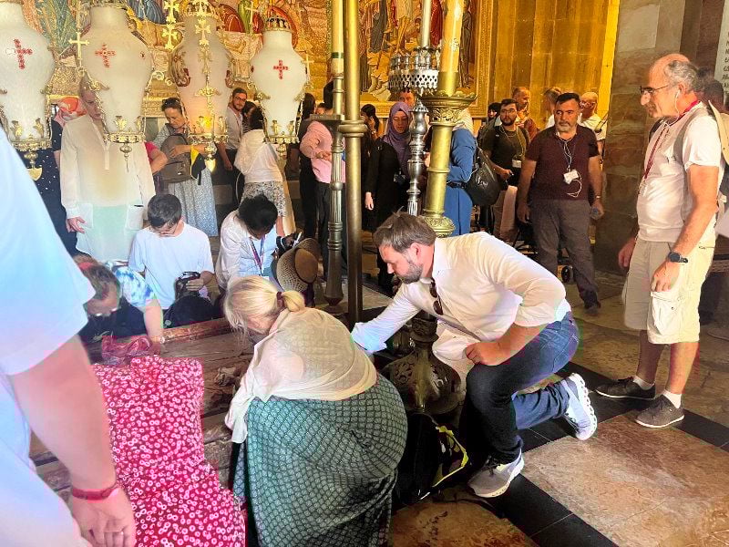 Vance in a church in Israel