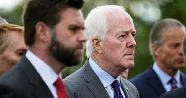 Vance with John Cornyn during a political event