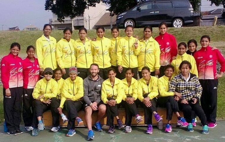 Vandana Katariya with the Indian women hockey team