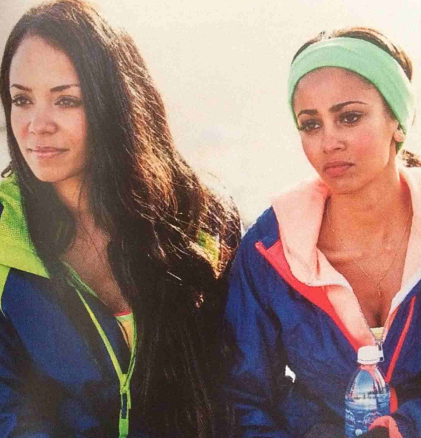 Vanessa Morgan with her sister on the set of The Amazing Race Canada Season 1
