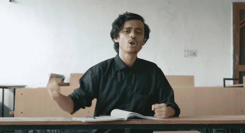 Vanshaj Singh in a still from his Hindi rap song titled 