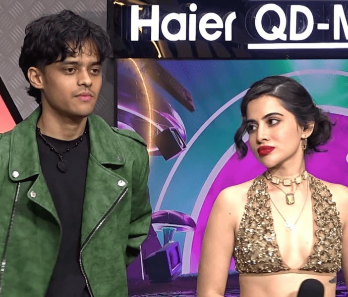 Vanshaj Singh with Urvi Javed (right) in a still from season 4 of the Hindi reality web series titled 