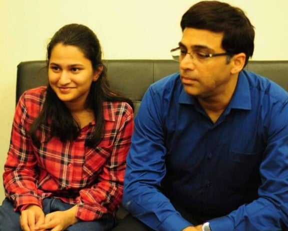 Vantika Agrawal with Vishwanathan Anand