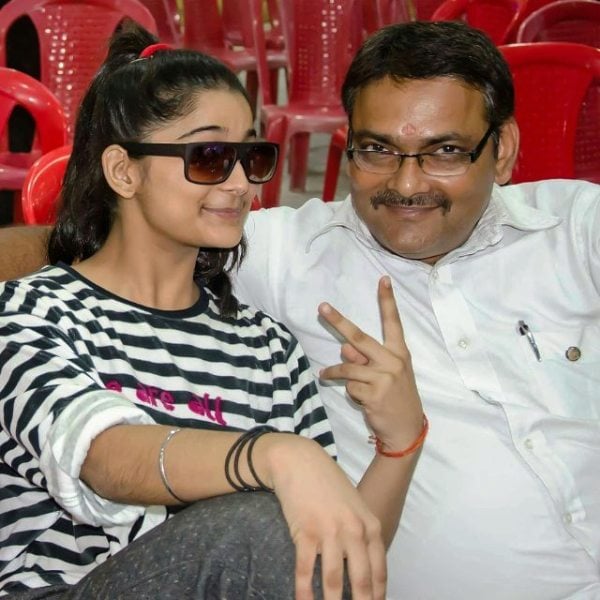 Vartika Jha With Her Father