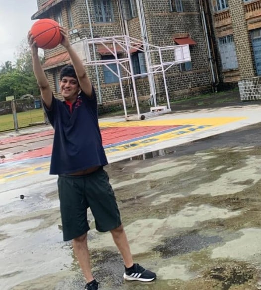Vedant Sharma while playing basketball