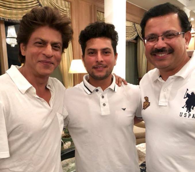 Venky Mysore with Shah Rukh Khan and cricketer Kuldeep Yadav